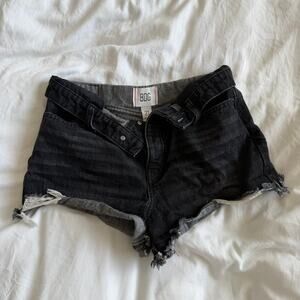 BDG Women's Foldover Waistband Denim Shorts Raw Size 27 Black
